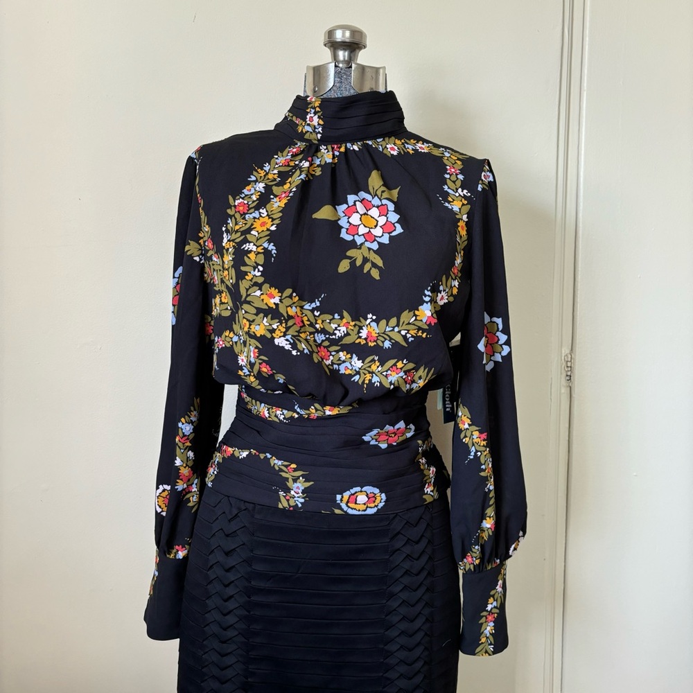 NWT black floral ModCloth blouse